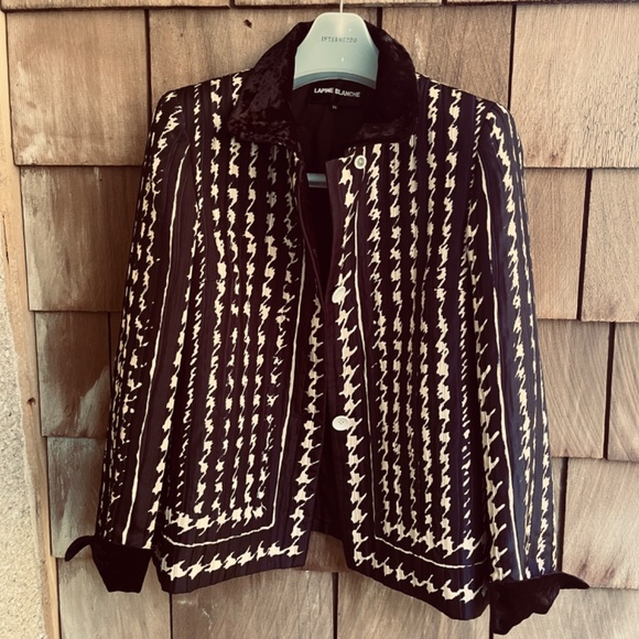 Lapine Blanche Japanese Vintage Y2K Quilted Silk Jacquard Velvet Lined Jacket M - Picture 16 of 16
